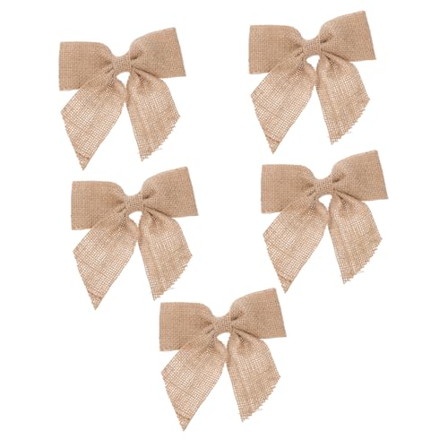 LOORGVEL 5 Stück Jute Schleifen Dekoration Handgefertigt Weihnachtsdeko Hochzeit Rustikale Geschenkverzierung Natürliche Festliche Schleifen für Weihnachtsbaum Türkranz Treppengeländer von LOORGVEL