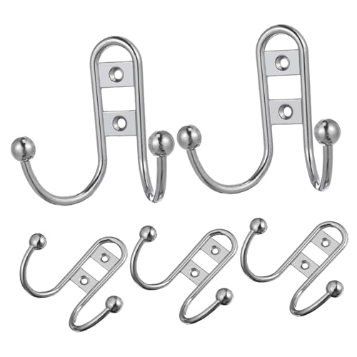 LOORGVEL 5 Stück Teiliges Doppelte Wandhaken aus Zinklegierung Stilvolle Garderobenhaken mit Glatter Oberfläche Kratzfest für Kleider Handtücher Geeignet für Küche Bad Wohnzimmer von LOORGVEL