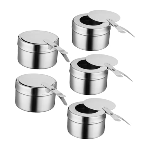LOORGVEL 5 Stück Teiliges Edelstahl Brennpastenbehälter mit Sicherheitsdeckel Schneller Zündmechanismus Sicherer Brennstoffhalter für Chafing Dish Buffet und Outdoor Grillen Kompakt und LOORGVEL 5 Stück Teiliges Edelstahl Brennpastenbehälter mit Sicherheitsdeckel Schneller Zündmechanismus Sicherer Brennstoffhalter für Chafing Dish Buffet und Outdoor Grillen Kompakt und von LOORGVEL