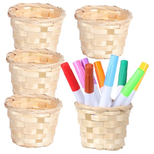 LOORGVEL 5 Stück Teiliges Geflochtene Körbe Natürliche Handgefertigte Obst Aufbewahrungskörbe Küchen Organizer Vielseitige Haushalts Aufbewahrungskörbe Für Wohnzimmer Badezimmer von LOORGVEL