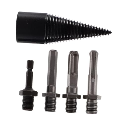 LOORGVEL 5 Stück Teiliges Holzspaltbohrer Tiefen Gewinden Zulaufend Sicherer Holzspalter bohrer für Eiche Walnuss Effektives Brennholzbohren Vielseitig für Werkstatt und Zuhause von LOORGVEL