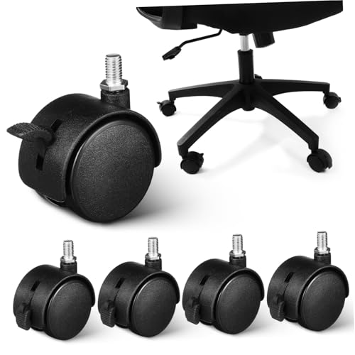 LOORGVEL 5 Stück Teiliges Möbelrollen mit Gewindebolzen Pp material Schwenkbare Bürostuhl räder mit Bremse Geräuscharm Verschleißfest Geeignet für Kleine Sofas Stühle und Hartböden von LOORGVEL
