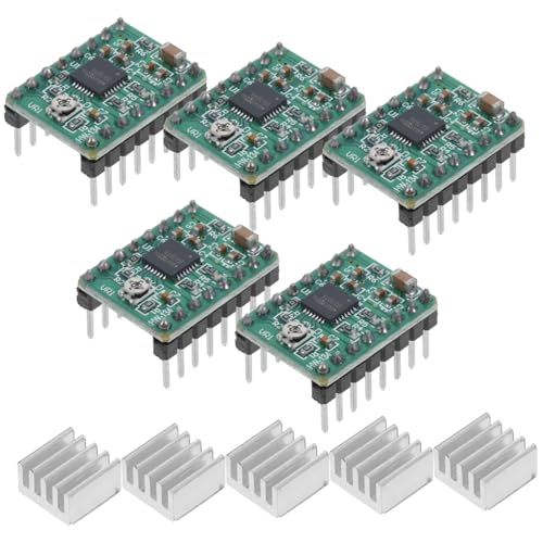 LOORGVEL 5 Stück Teiliges Stepper Motor Treibermodul mit Kühlkörper Einstellbare Stromregelung Kompatibel für Drucker und Cnc Maschinen Schutzfunktionen gegen Überstrom und von LOORGVEL