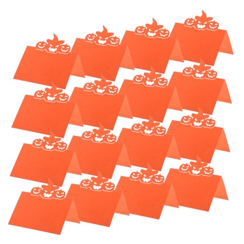 LOORGVEL 50 Stück Halloween Party Namenskarten aus Papier mit Kürbis Motiv Faltbare Tischkarten für Gästeplatzierung Robuste Festtags Dekoration für Erntedank Halloween und Herbstfeiern von LOORGVEL