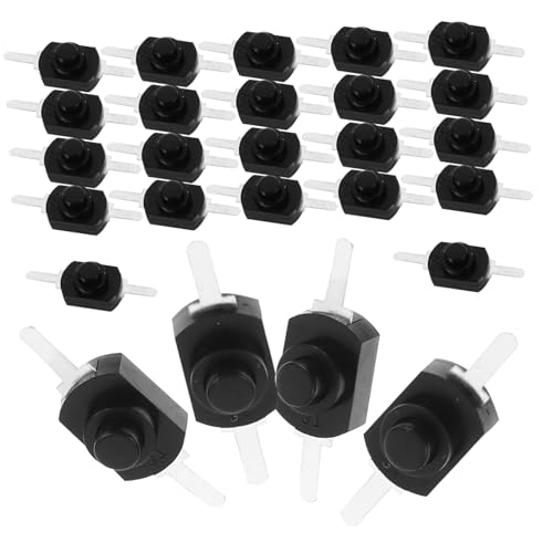 LOORGVEL 50 Stück Mini Selbstverriegelnder Mikro Drucktaster Schalter für Taschenlampe Polig Schwarz Abs Metall Langlebig Einfache Bedienung Off Push Button von LOORGVEL