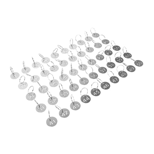 LOORGVEL 50 Stück Teiliges Edelstahl Nummernschilder mit Split-ring Wetterfest Kratzfest Rundes Metall-design mit Einzigartiger Hohlprägung für Schlüsselorganisation Schrank von LOORGVEL