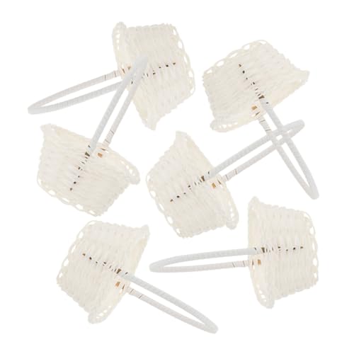 LOORGVEL 6 Stück Geflochtene Aufbewahrungskörbe mit Henkel Ovaler Weißer Weidenkorb für Hochzeit Blumenkorb Blumenmädchen Geschenk Dekokorb Tragbarer Korb für Garten Party Zuhause von LOORGVEL