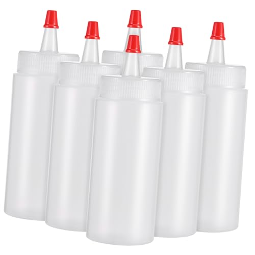 LOORGVEL 6 Stück Plastikkapazitätskolben quetschen kleber flaschen Mini -Kleberflaschen wieder transparente Quetschflasche Kleber-Quetschflasche Flasche abgeben Weiß von LOORGVEL