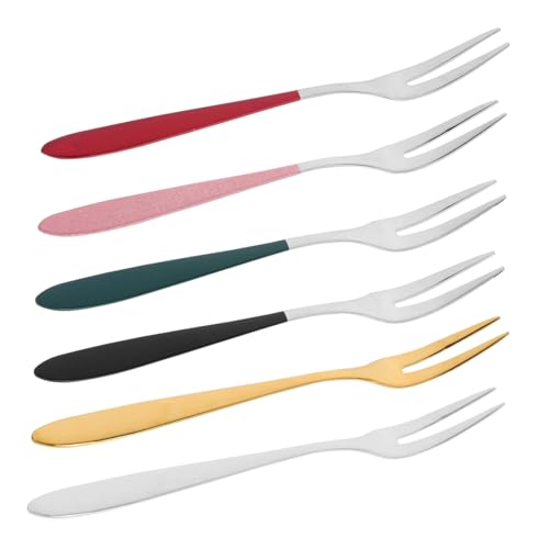 LOORGVEL 6 Stück Teiliges Dessertgabel aus Rostfreiem Edelstahl Poliert Gabel Rostfrei Multifunktional für Früchte Salat Party Snacks Spülmaschinenfest Feines Besteck für Restaurant und von LOORGVEL