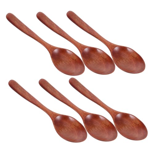 LOORGVEL 6 Stück Teiliges Japanische Holzlöffel mit Langem Griff Ergonomisch Langlebig Natürliches Holz zum Rühren von Kaffee Honig Dessert und Gewürzen Küche von LOORGVEL