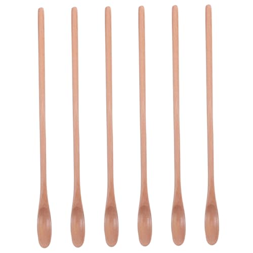 LOORGVEL 6 Stück Teiliges Lange Holzlöffel Kleine Kaffeerührer Vielseitig Einsetzbar zum Umrühren von Kaffee Tee Honig und Cocktails Geruchsresistent Leicht zu Reinigen für Küche und Reisen von LOORGVEL