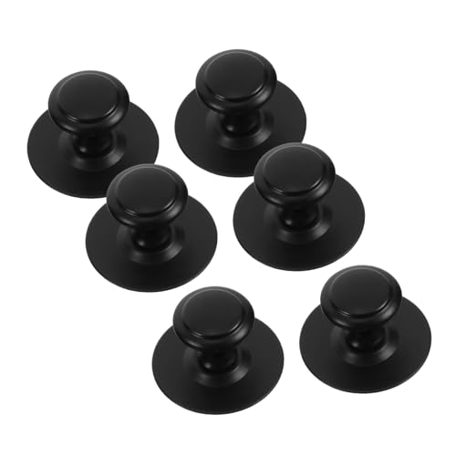 LOORGVEL 6 Stück Teiliges Schwarze Runde Pilzgriff schubladenknöpfe aus Edelstahl Selbstklebend ohne Bohren Komfortabler Griff Langlebige Möbelbeschläge für Kommode Schrank Küchenschrank von LOORGVEL