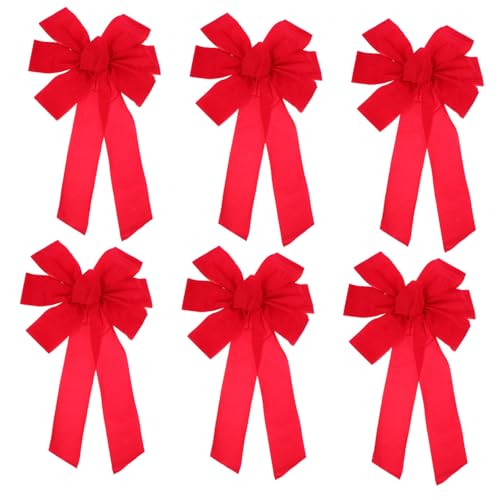 LOORGVEL 6 Stück Teiliges Weihnachtsbaum Deko Flanell Schleifen Rote Bowknot Ornamente für Baumschmuck Vielseitige Weihnachtsdeko für Treppen Vorhänge und Geschenke LOORGVEL 6 Stück Teiliges Weihnachtsbaum Deko Flanell Schleifen Rote Bowknot Ornamente für Baumschmuck Vielseitige Weihnachtsdeko für Treppen Vorhänge und Geschenke von LOORGVEL