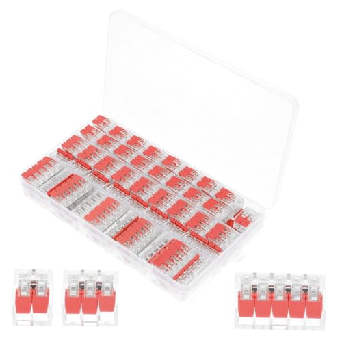 LOORGVEL 75 Stück Teiliges Hebelklemmen Set für Kabelverbindungen Kompakte Elektrische Anschlussklemmen mit Transparentem Gehäuse Platzsparend Wiederverwendbar Geeignet für von LOORGVEL