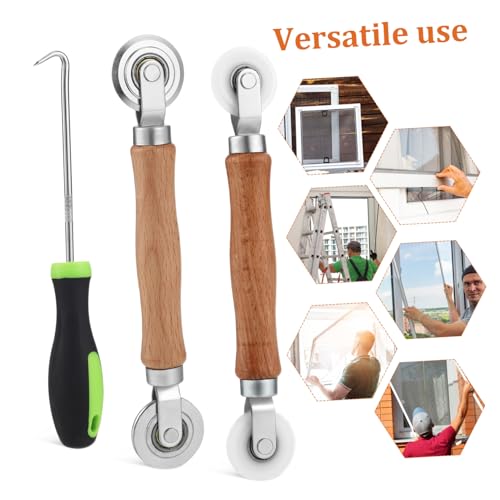 LOORGVEL Aluminium Fliegengitter Reparaturset mit Robusten Metall walzen und Ergonomischem Holzgriff Inkl Metallhaken Vielseitiges Fenster Tür screen Tool für Einfache Montage und LOORGVEL Aluminium Fliegengitter Reparaturset mit Robusten Metall walzen und Ergonomischem Holzgriff Inkl Metallhaken Vielseitiges Fenster Tür screen Tool für Einfache Montage und von LOORGVEL