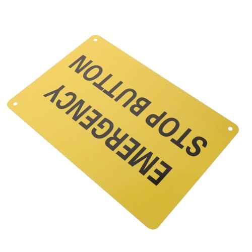 LOORGVEL Aluminium Warnschild Not Aus Taste Signalisierung Gelber Hintergrund mit Schwarzer Aufschrift Robust und Langlebig Einsetzbar für Maschinen und Sicherheitsbereiche von LOORGVEL