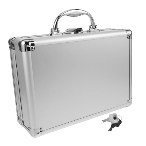 LOORGVEL Aluminiumlegierung Aufbewahrungsbox mit Schloss Lagigem Schaumstoff Tragbarer Organizer mit Griff für Werkzeug Dokumente Elektronik Mikrofone Kompakt Robust Vielseitig von LOORGVEL