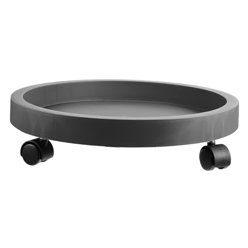 LOORGVEL Blumentopfständer mit Rädern Runder Pflanzenroller aus Robustem Material Mittlere Dunkelgrau für Bonsai und Große Pflanzkübel für Innen und Außenbereich Leicht Beweglich Schützt von LOORGVEL