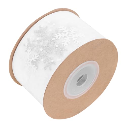 LOORGVEL Breites Geschenkband mit Schneeflockenmuster Lang Glitzerndes Weihnachtsdeko Geschenkband aus Polyester Wiederverwendbar für Geschenke Karten und Weihnachtsbaumdekoration von LOORGVEL