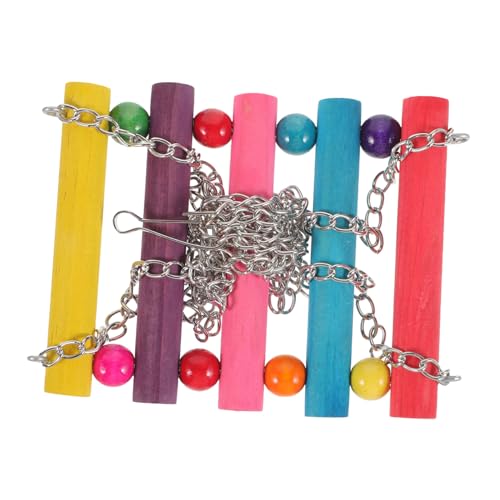 LOORGVEL Bunte Hängende Papageien Schaukel aus Natürlichem Holz Kreatives Kauspielzeug und Sitzstange für Wellensittiche und Kleine Vögel im Vogelkäfig Sicher und Dekorativ von LOORGVEL