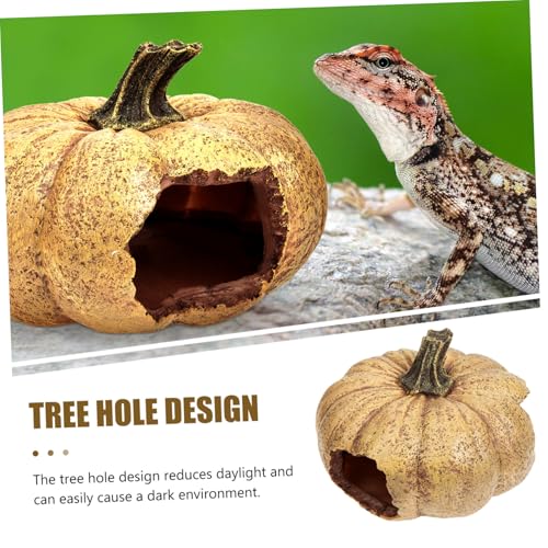 LOORGVEL Dekoratives Kürbis Reptilienversteck aus Langlebigem Harz Verschleißfestes Terrarium Dekor mit Feinen Details Geeignet für Echsen Schlangen und Kleine Klettertiere im Terrarium von LOORGVEL