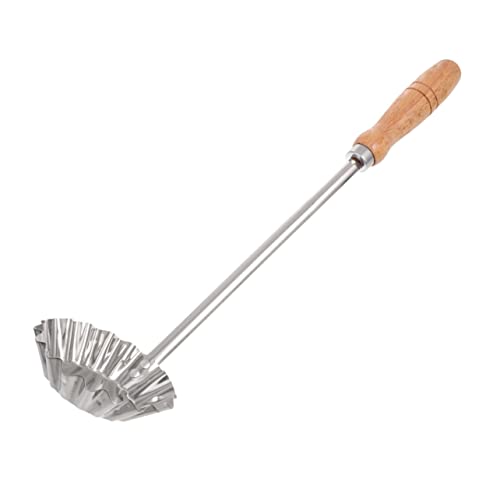 LOORGVEL Edelstahl Antihaft Bratlöffel mit Holzgriff Mittelgroßer Frittierlöffel für Snacks Leicht Rostfrei Praktisches Küchenwerkzeug für Zuhause und Gastronomie von LOORGVEL