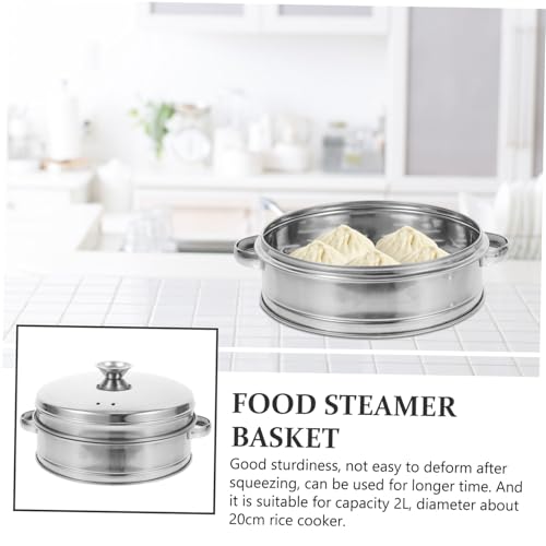 LOORGVEL Edelstahl Dampfkorb mit Deckel Doppelgriff Gemüse Dämpferkorb Hochtemperaturbeständig für Wok Pfanne Haushalt Restaurant Küche von LOORGVEL