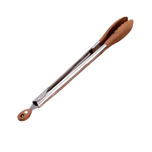 LOORGVEL Edelstahl Grillzange mit Walnuss Holzgriffen Bbq Zange für Gemüse Burger und Salat Langlebig Vielseitig Einsetzbar Platzsparend zum Grillen und Servieren von LOORGVEL