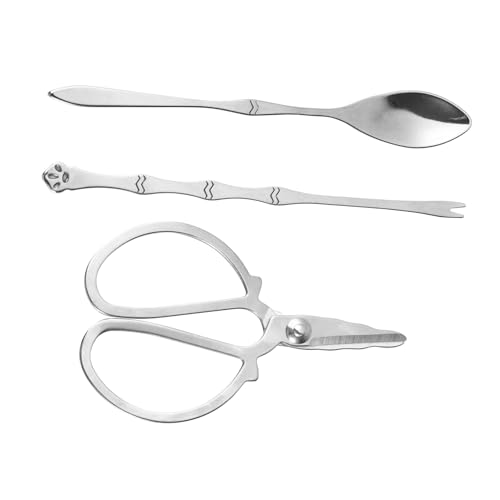 LOORGVEL Edelstahl Krabbenbesteck Set Krabbenschere Krabben gabel Meeresfrüchte Werkzeug für Krabben Hummer Austern mit Tragetasche Langlebig Praktisch von LOORGVEL