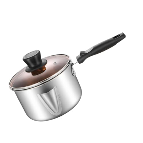 LOORGVEL Edelstahl Milchtopf Dickwandig mit Ölabscheider und Kunststoffgriff Induktionsgeeigneter Kochtopf für Suppe und Milch Rostfrei Spülmaschinenfest Vielseitiger Küchenhelfer von LOORGVEL