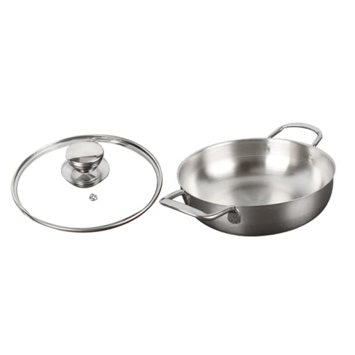LOORGVEL Edelstahl Ramen Topf mit Glasdeckel Rostfrei Korrosionsbeständig Doppelter Sicherheitsgriff Stabiler Haushaltstopf für Ceranfeld und Induktion Vielseitig für Meeresfrüchte und von LOORGVEL