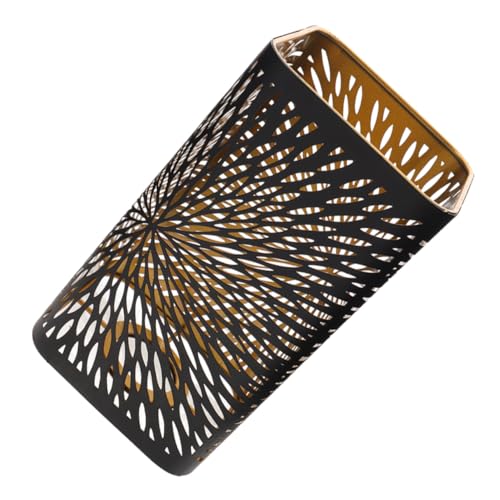 LOORGVEL Eisenkunst Lampenschirm Außen Schwarz Innen Gold Zylindrischer Lampenschirm Ersatz für Tisch und Stehlampen Dekorativer mit Ausschnittenem Muster Langlebiges Metallgehäuse von LOORGVEL