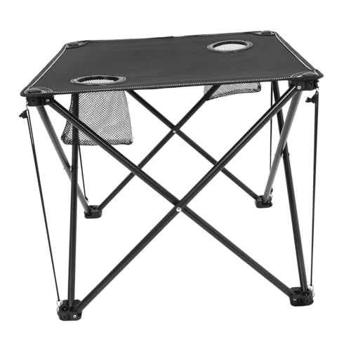 LOORGVEL Faltbarer Campingtisch mit Stabiler Metallrahmenkonstruktion Tragbarer Outdoor Picknicktisch mit Getränkehaltern Klappbar für Camping Strand Grillen und im Außenbereich von LOORGVEL