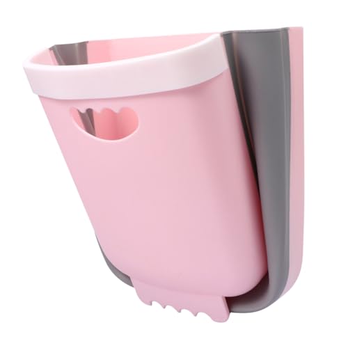 LOORGVEL Faltbarer Mülleimer Küchenabfalleimer Große Kapazität Wandmontage Platzsparend aus Hochwertigem PP Tpe Material für Haushalt Auto Wohnzimmer Rosa von LOORGVEL