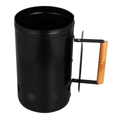 LOORGVEL Feuerstarter Grillkamin mit Natürlichem Holzgriff Dicker Isolierter Kohlebehälter für Sicheres Anzünden Verstärkte Konstruktion für Outdoor Barbecue und Camping von LOORGVEL