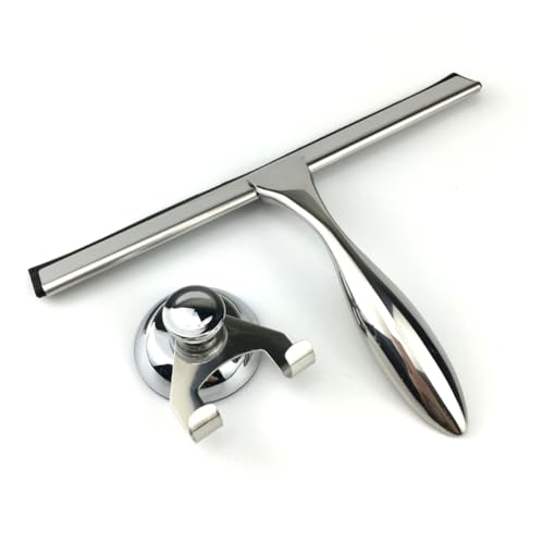 LOORGVEL Glaswischer Duschabzieher mit Saugnapf Rostfrei Hitze und Kältebeständig für Fenster Duschkabinen und Glatte Flächen Langlebiger Glasschaber Einfach zu Reinigen von LOORGVEL