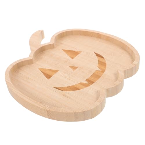 LOORGVEL Halloween Kürbis Servierplatte aus Holz Dekoratives Snacktablett mit Großer Kapazität Multifunktionale Obst Käseplatte Einzigartiges Design für Halloween Party und von LOORGVEL