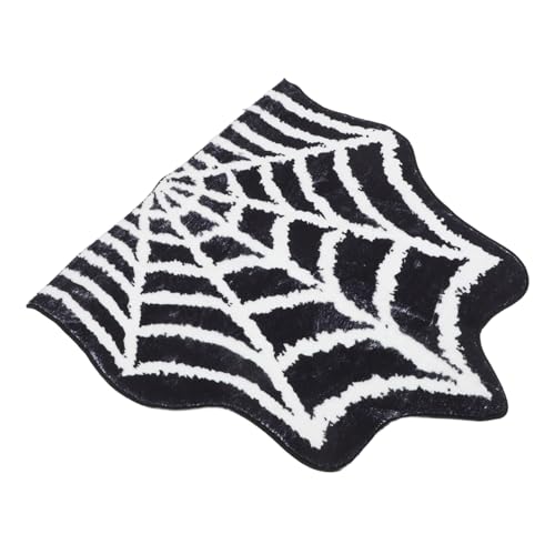 LOORGVEL Halloween Spiderweb Badematte Weicher Saugfähiger Teppich aus Kunstkaschmir mit Rutschfester Unterseite Dekorative Spinnennetz Fußmatte für Bad Küche Eingangsbereich Gruseliges von LOORGVEL