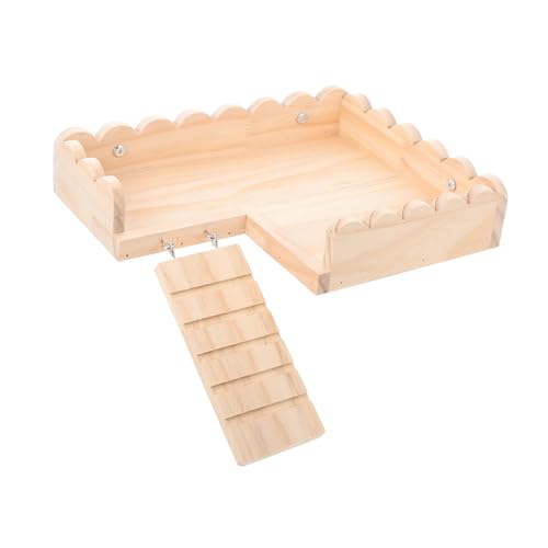 LOORGVEL Hamster Holz Plattform mit Leiter Stabile Kleintier Kletterleiter und Basis für Meerschweinchen Geräumiges Haustier Springbrett Zubehör für Käfige Einfach zu Montieren Vielseitig von LOORGVEL