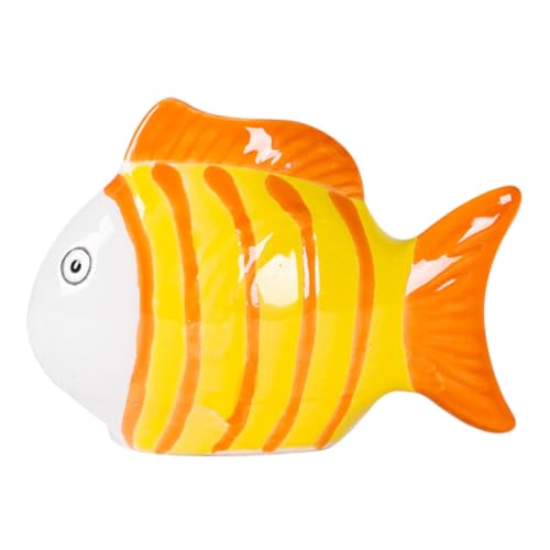LOORGVEL Handbemalte Keramik Fischfigur Schwimmend Gestreift Langlebig und Schwimmfähig Aquarium Deko für Teich Fischbecken und Garten Handgemalte Keramik Fische für Aquarien von LOORGVEL