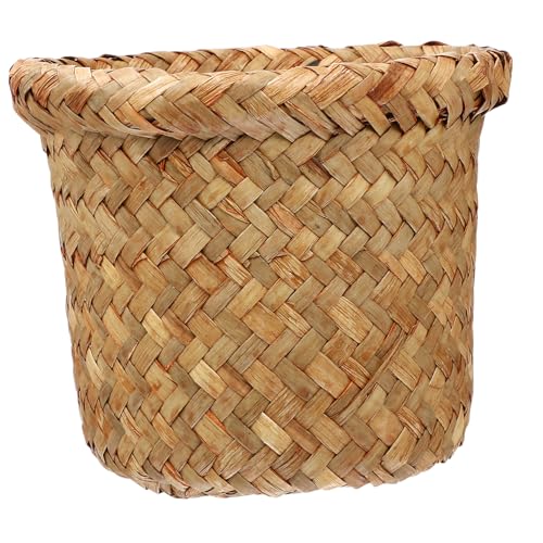 LOORGVEL Handgefertigter Geflochtener Müllkorb aus Hochwertigem Material Vielseitiger Aufbewahrungs Abfalleimer für Büro und Haushalt Stabil und Dekorativ Orange von LOORGVEL