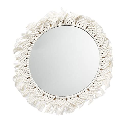 LOORGVEL Handgewebter Baumwollseil wandspiegel Boho Design Wanddeko für Wohnzimmer Schlafzimmer Eleganter Hängender Schminkspiegel Wandkunst Dekoration LOORGVEL Handgewebter Baumwollseil wandspiegel Boho Design Wanddeko für Wohnzimmer Schlafzimmer Eleganter Hängender Schminkspiegel Wandkunst Dekoration von LOORGVEL