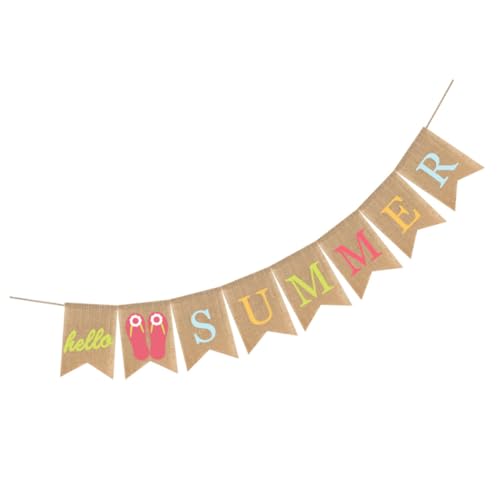 LOORGVEL Hawaiian Party Banner aus Leinen Bunte Wimpelkette für Sommer Strandparty Dekoration Langlebig Wiederverwendbar Einfache Montage Fröhliche Atmosphäre für Outdoor Feiern von LOORGVEL