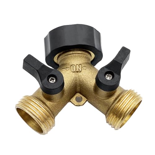 LOORGVEL Heavy Duty Wege Y Verteiler aus Abs und Vernickeltem Kupfer mit Unabhängigen Ventilen Robustem Gartenschlauch Adapter für Außenwasserhähne für Gartenbewässerung und Autowäsche von LOORGVEL