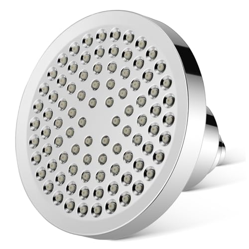 LOORGVEL Hochdruck Duschkopf Schichten Filter Abnehmbarer Wasserfilter für Hartes Wasser Chlorentfernung Verstellbarer Rundkopf aus Langlebigem Silber Weiches Duscherlebnis von LOORGVEL