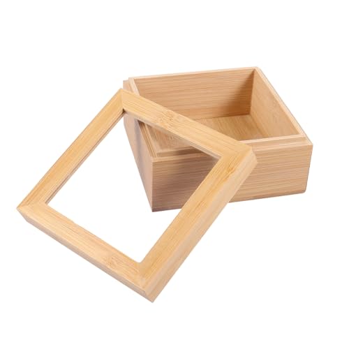 LOORGVEL Holz Aufbewahrungsbox mit Transparentem Deckel Quadratisch Handpoliert Dekorativ für Schmuck und Bürobedarf Langlebig Platzsparend Hochwertiger Schmuck Organizer Desktop Box von LOORGVEL