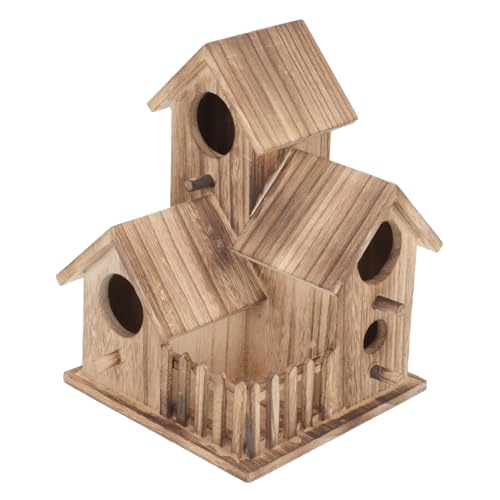 LOORGVEL Holz Vogelhaus Nistkasten für Kleine Vögel Wetterfest Stabiles Design für Papageien Wellensittiche und Gartenvögel Geeignet Robustes Nistnest mit Futteröffnungen Außenbereich von LOORGVEL