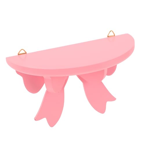 LOORGVEL Holz Wandregal mit Schleife Halbkreis Design Kawaii Dekoratives Hängeregal für Mädchenzimmer Badezimmer Wohnzimmer Platzsparendes Multifunktionales Regal zur Aufbewahrung und von LOORGVEL