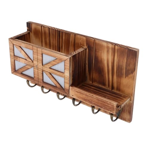 LOORGVEL Holz Wandregal mit Schlüsselhaken und Garderobenhaken Rustikales Wandmontage Organizer für Eingangsbereich Kompaktes Schwebendes Regal aus Massivem Holz Platzsparende LOORGVEL Holz Wandregal mit Schlüsselhaken und Garderobenhaken Rustikales Wandmontage Organizer für Eingangsbereich Kompaktes Schwebendes Regal aus Massivem Holz Platzsparende von LOORGVEL