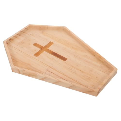 LOORGVEL Holz-serviertablett Sargform Stabile Holzwaren Snackplatte für Halloween Party Tischdeko Käsebrett Holz Halloween Food Platter Servierplatte von LOORGVEL